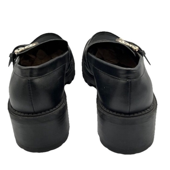 MARC FISHER Black Loafers Dancy 2 Womens 9.5 M Chunky Lug Sole Manmade y2k - Picture 5 of 10